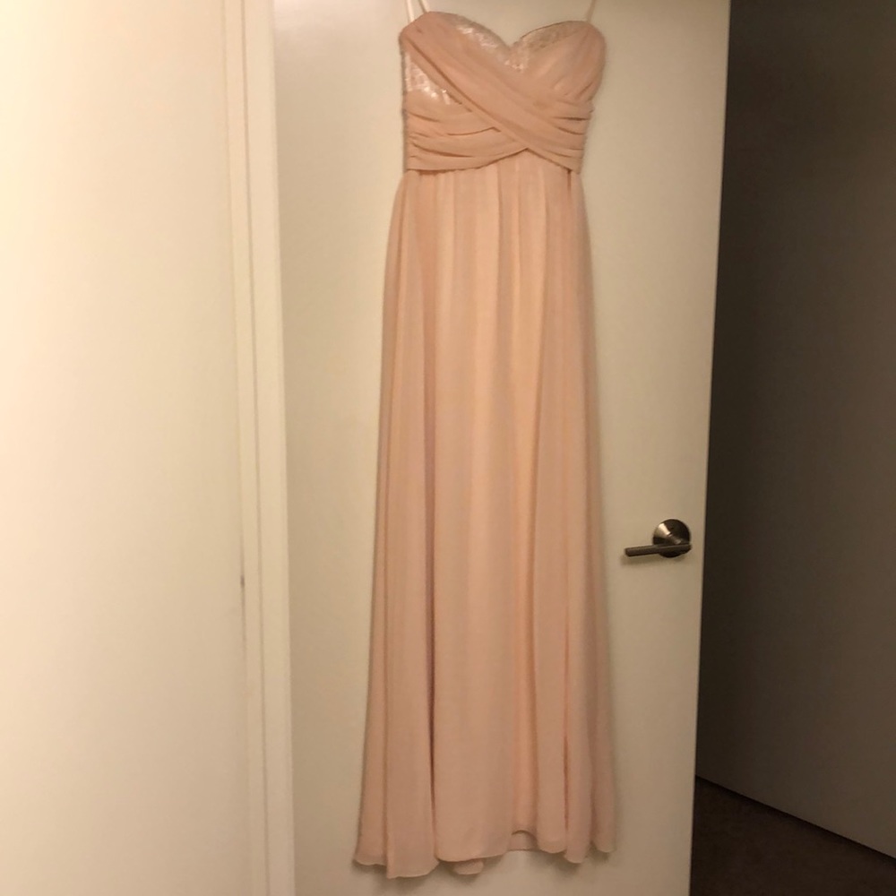Chi Chi London Sequin Chiffon Maxi Gown Blush Strapless Size 4